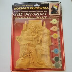 Norman Rockwell Paint-by-number Antique Wall Plaque Saturday Evening Post Art.